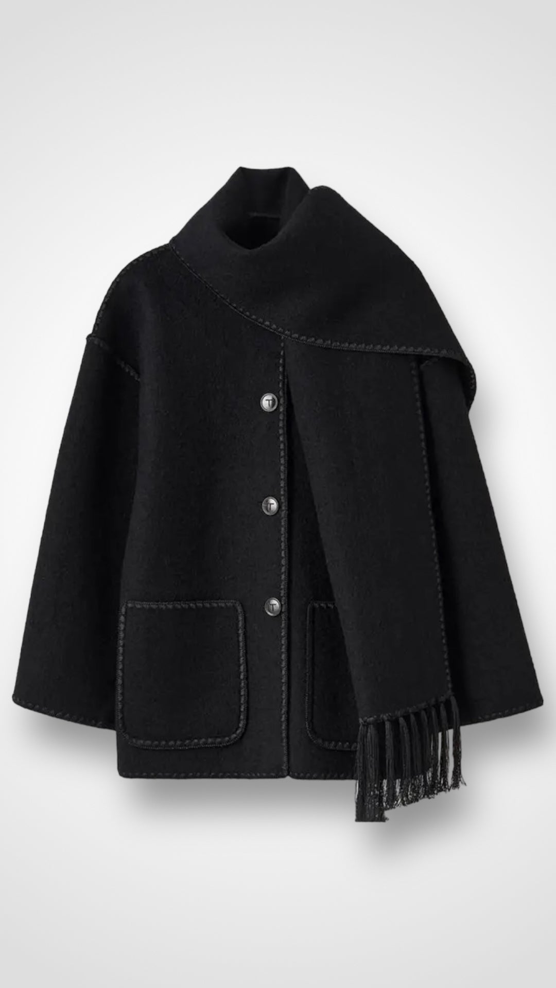 Elegant Oversized Coat with Scarf Skye