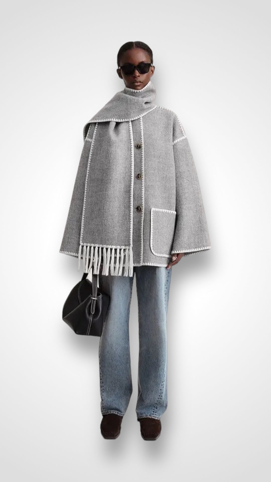 Elegant Oversized Coat with Scarf Skye