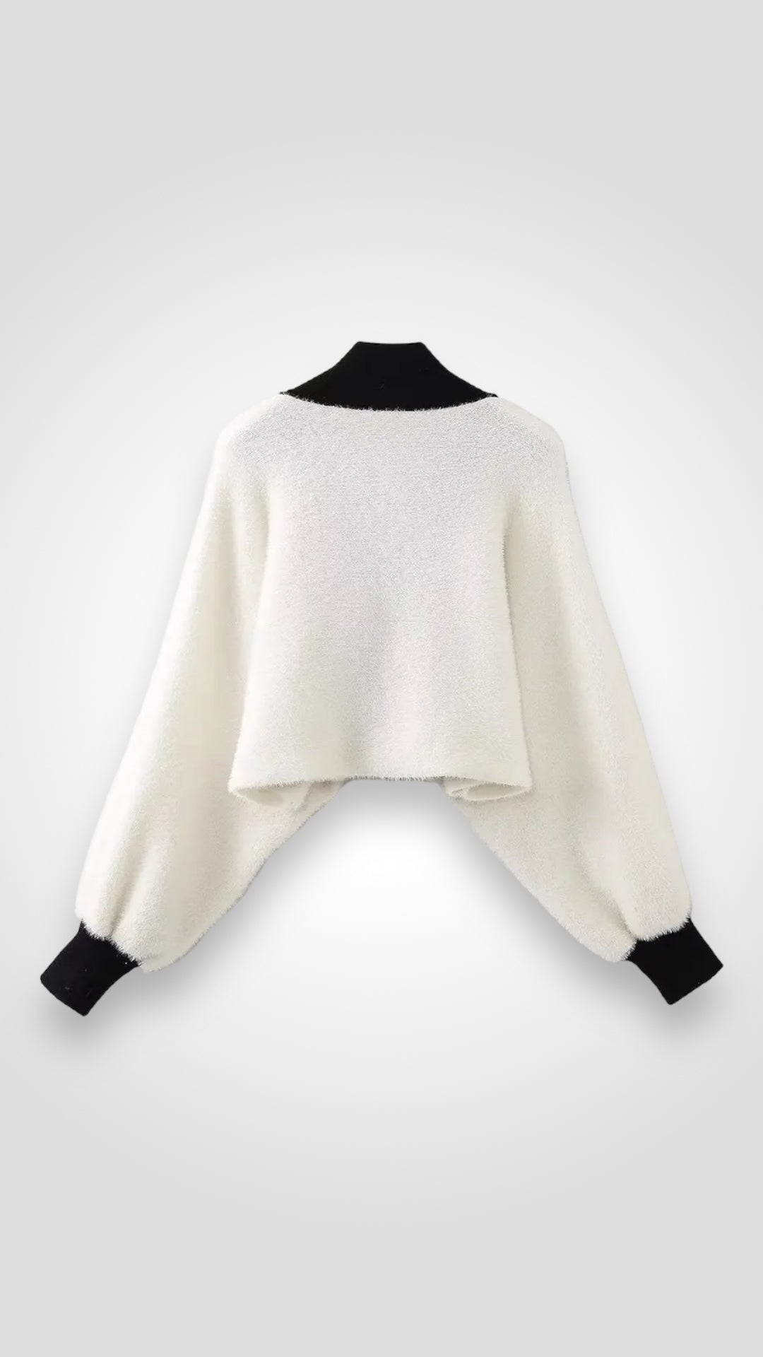CONTRAST TRIM FUZZY CROP CARDIGAN MOLLY