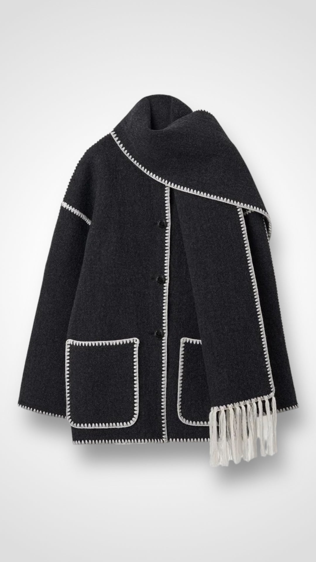 Elegant Oversized Coat with Scarf Skye