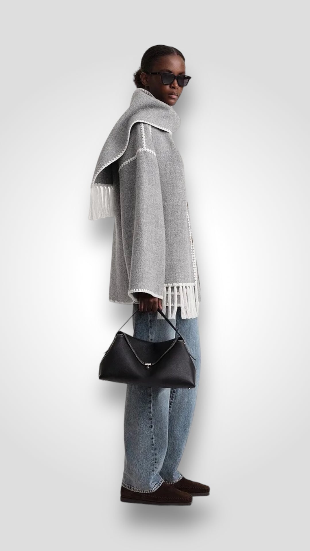 Elegant Oversized Coat with Scarf Skye
