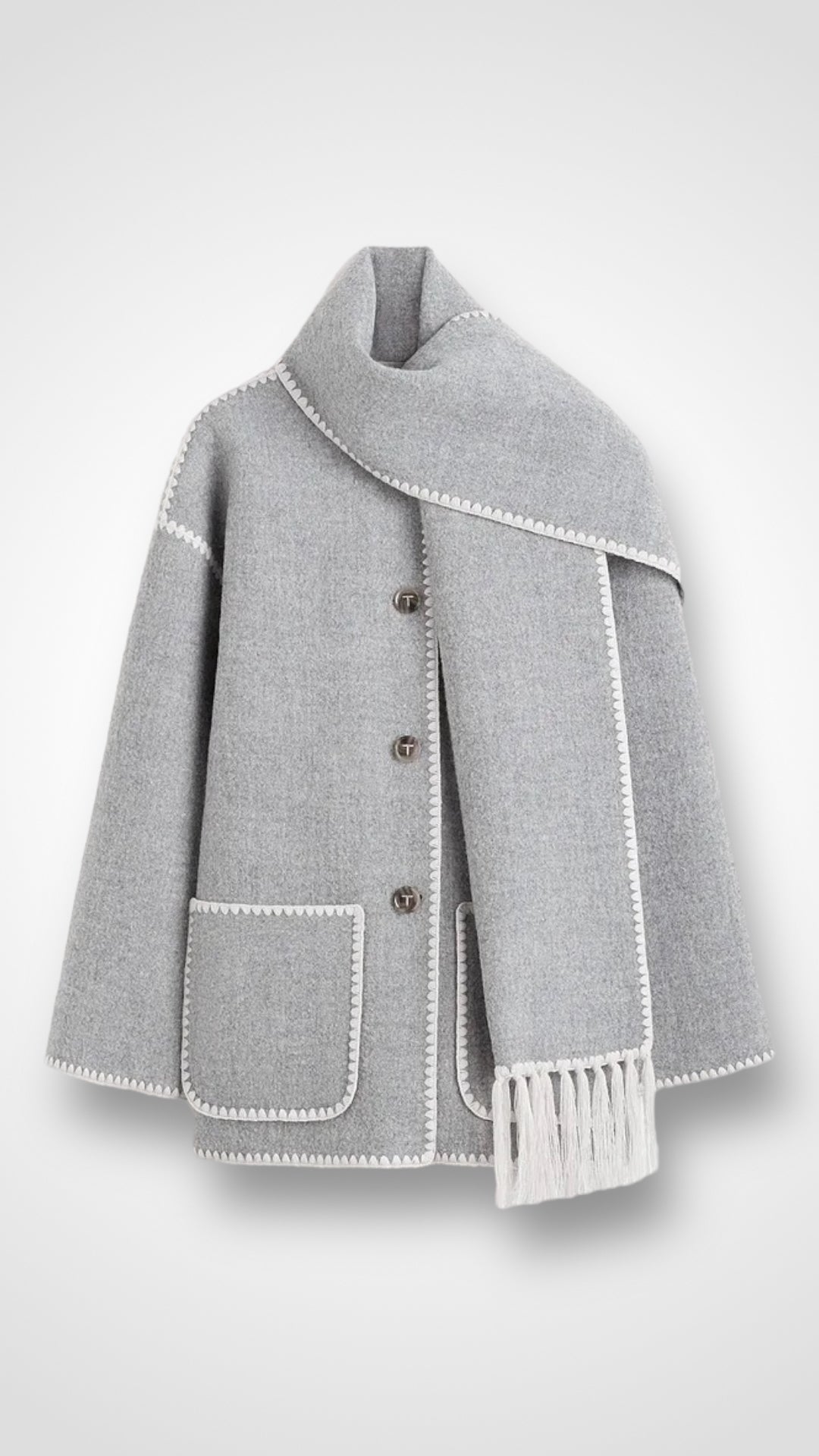 Elegant Oversized Coat with Scarf Skye