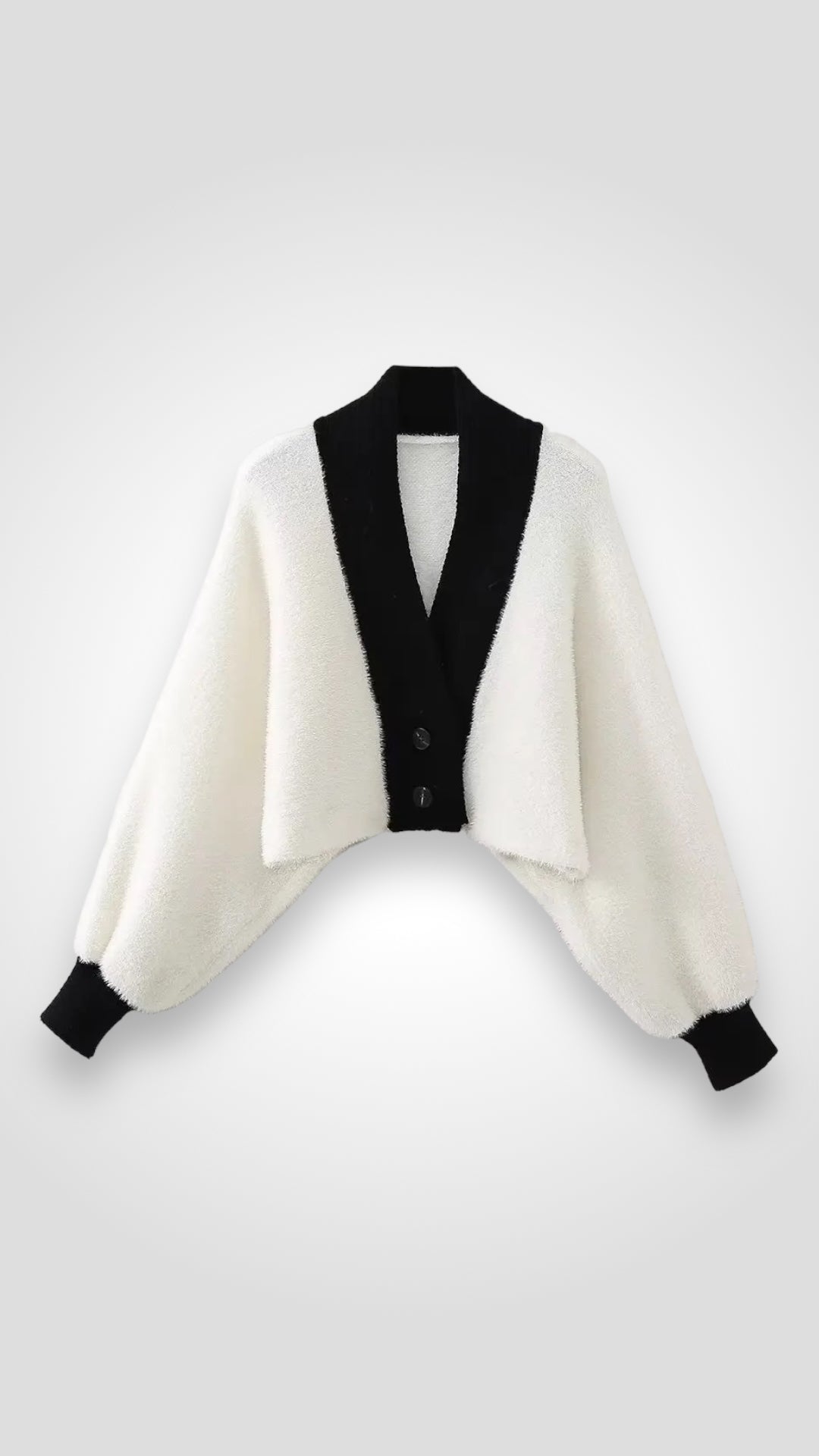 CONTRAST TRIM FUZZY CROP CARDIGAN MOLLY